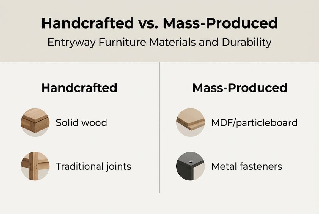 Comparison infographic handcrafted versus mass-produced furniture