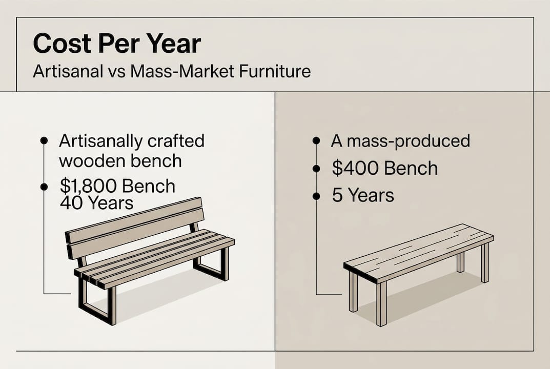 Infographic comparing artisanal and mass-market furniture costs