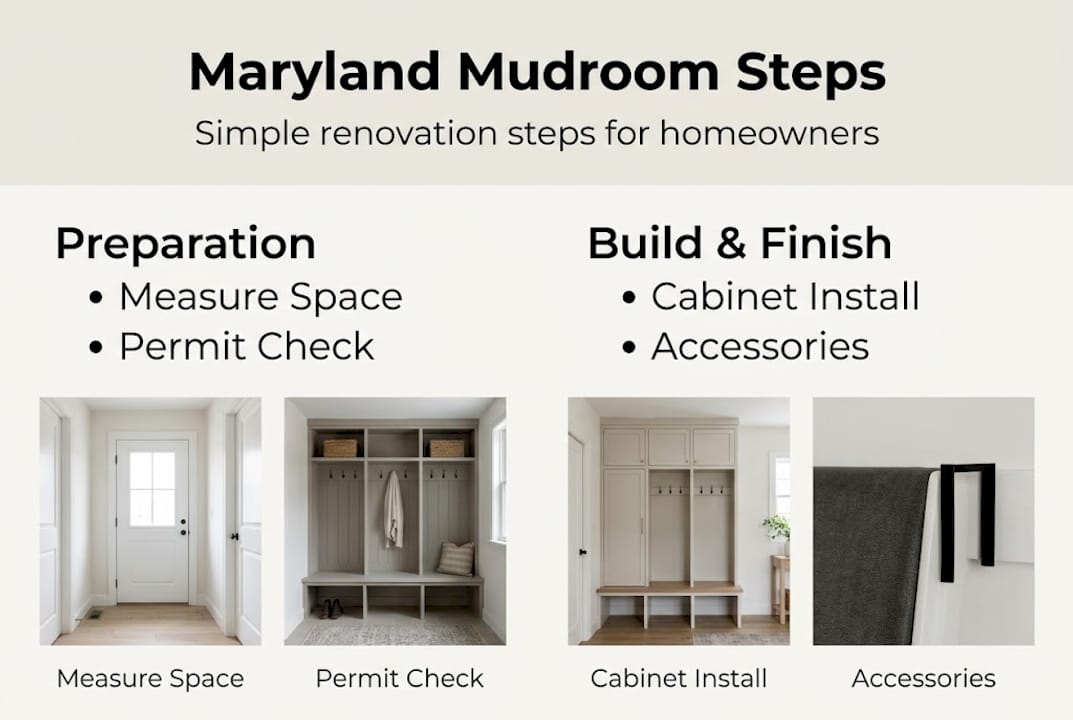 Infographic summarizes mudroom renovation steps