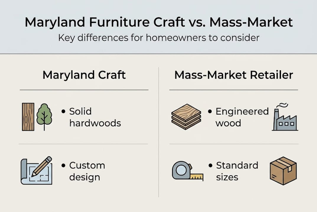 Infographic comparing Maryland craft and mass-market furniture