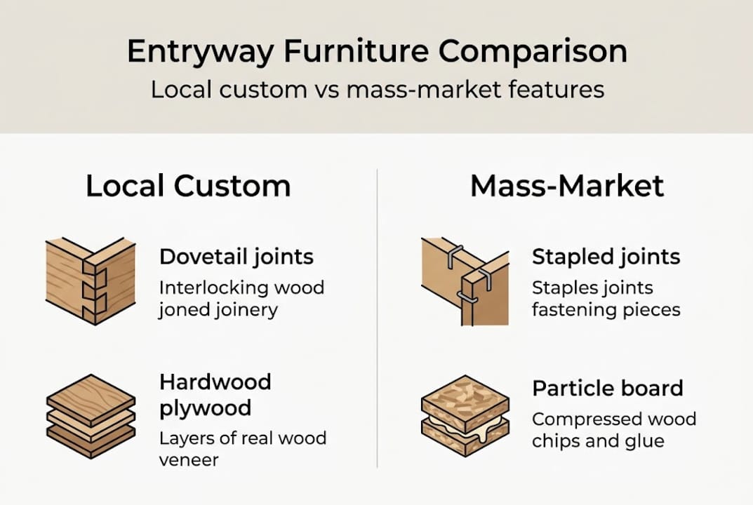 Infographic comparing entryway furniture features
