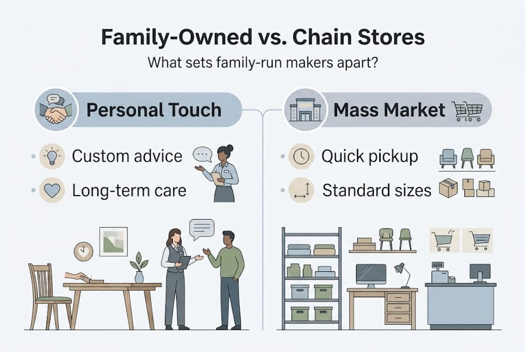 Infographic compares family furniture to chain stores