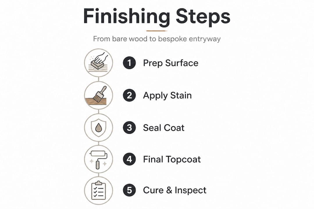Infographic with finishing steps for entryway furniture