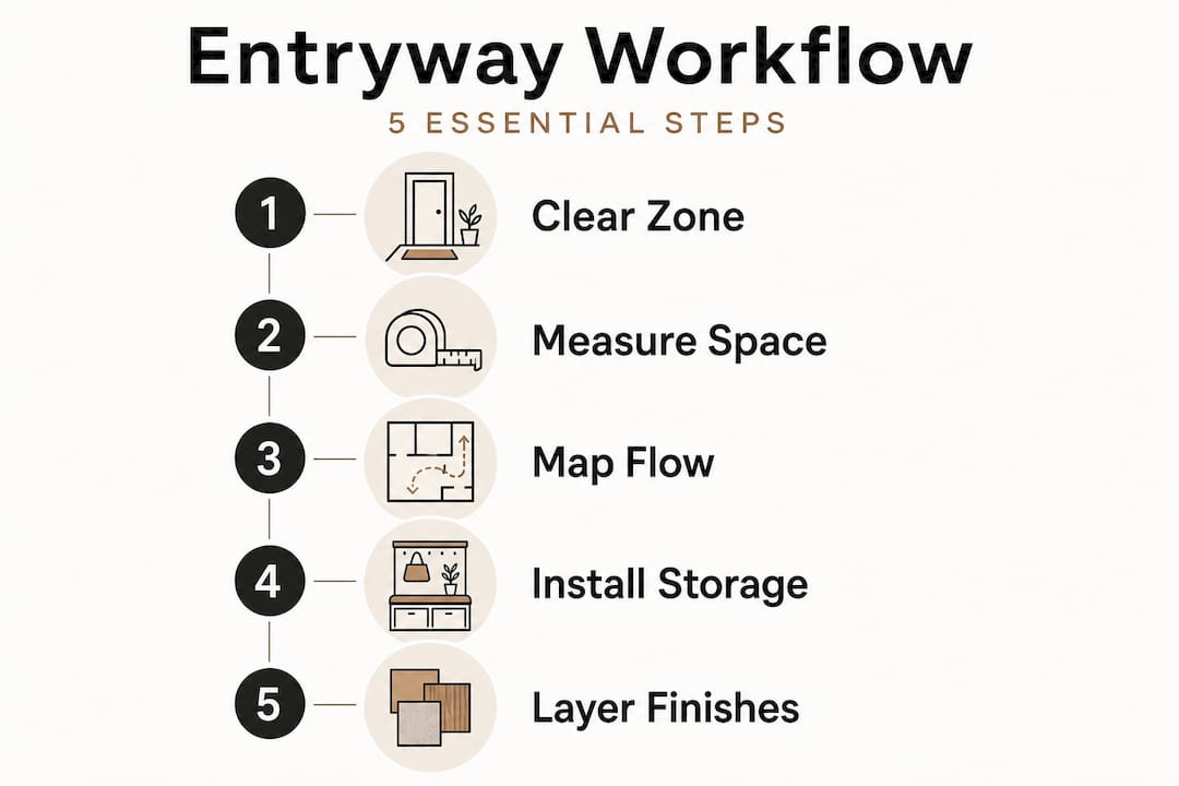 Infographic showing 5 steps entryway redesign workflow
