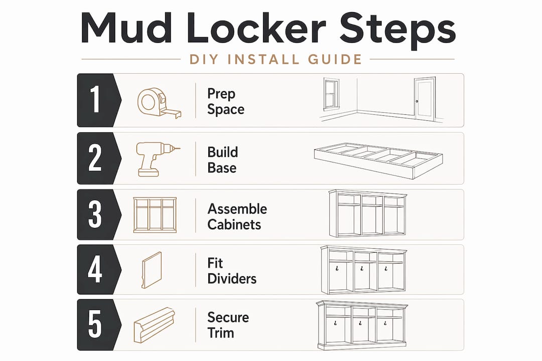 Infographic showing mud locker installation steps