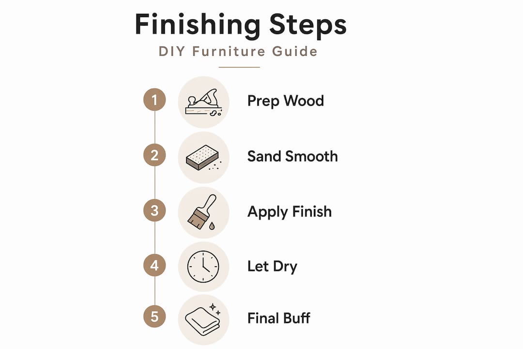 Infographic showing step-by-step furniture finishing process
