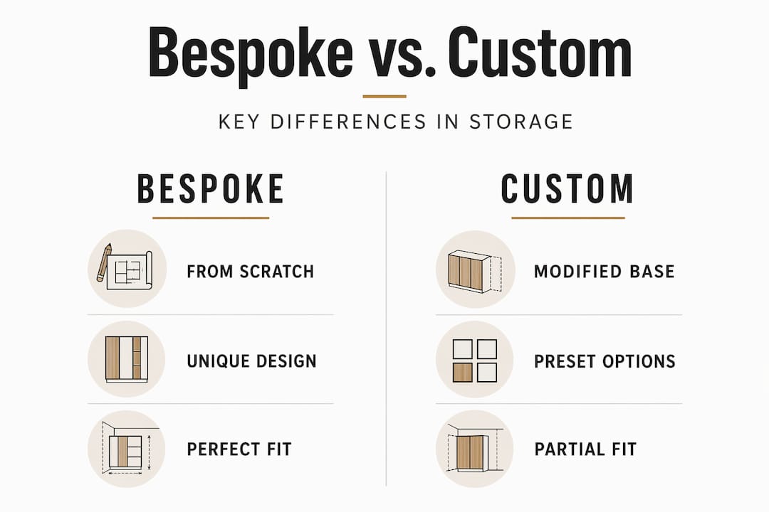 Infographic comparing bespoke and custom storage