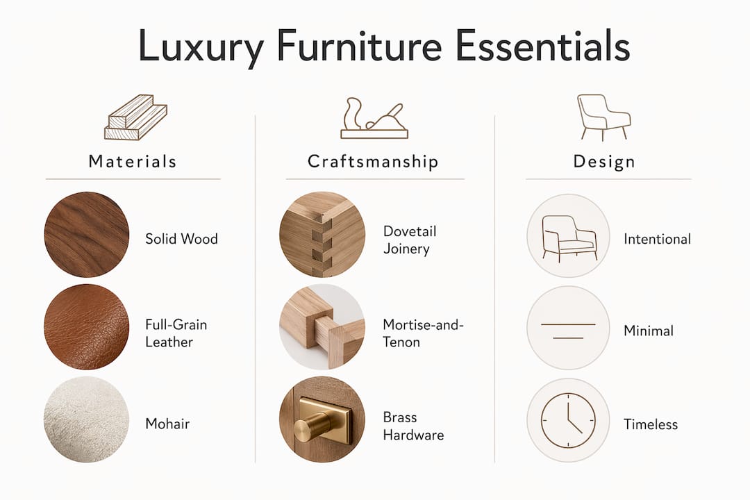 Infographic comparing luxury furniture attributes