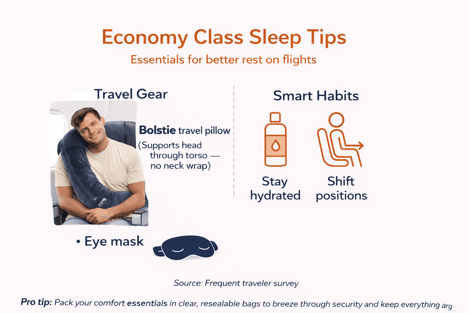 Infographic on better sleep in economy class