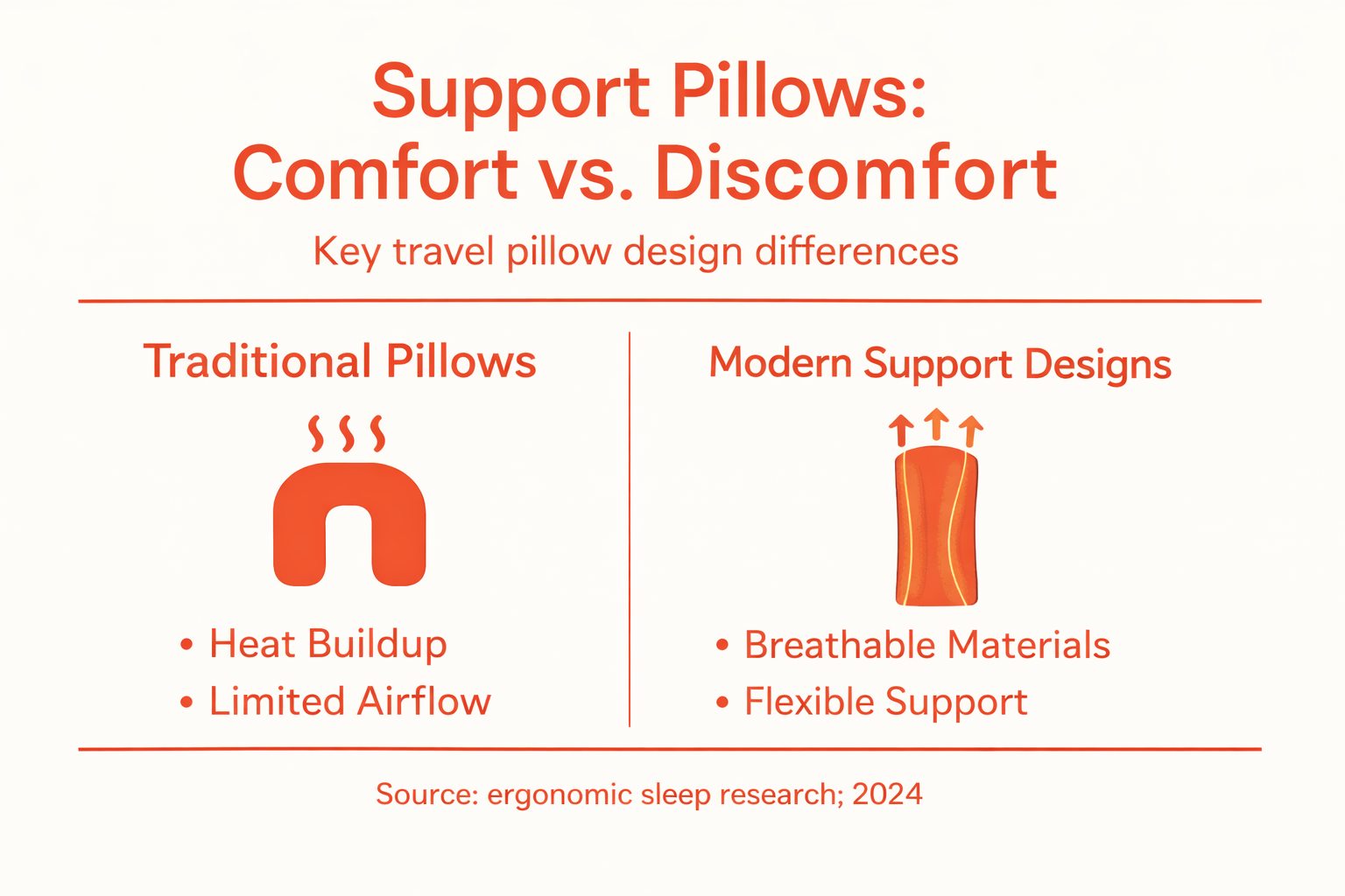 Infographic of traditional versus modern pillow features