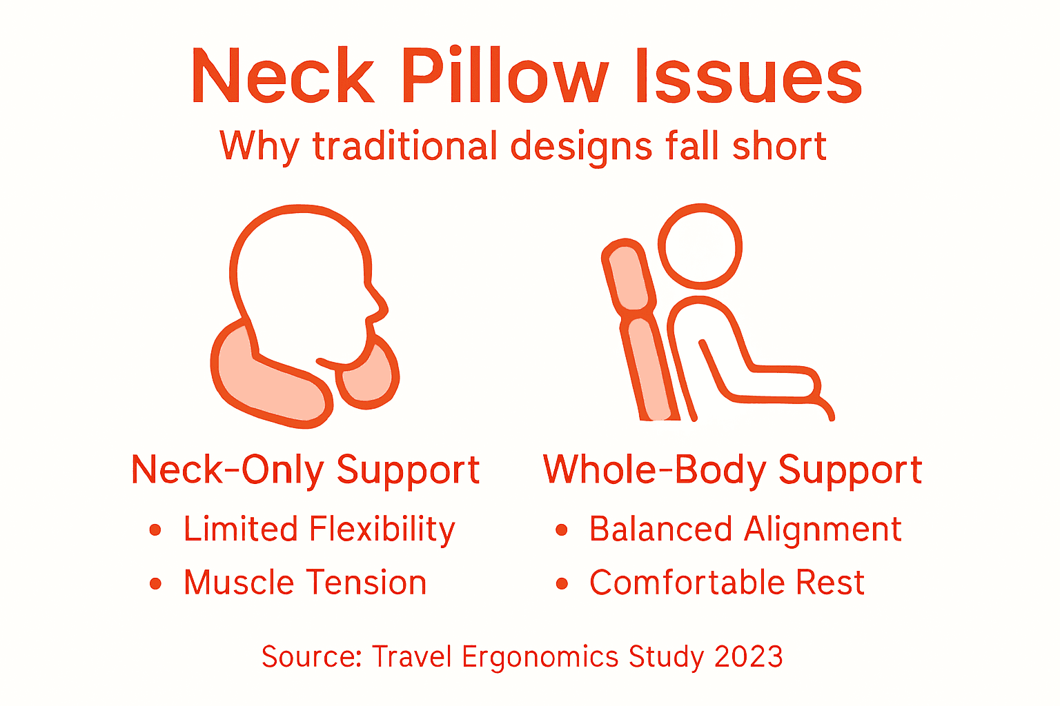 Infographic comparing neck and full-body support pillows