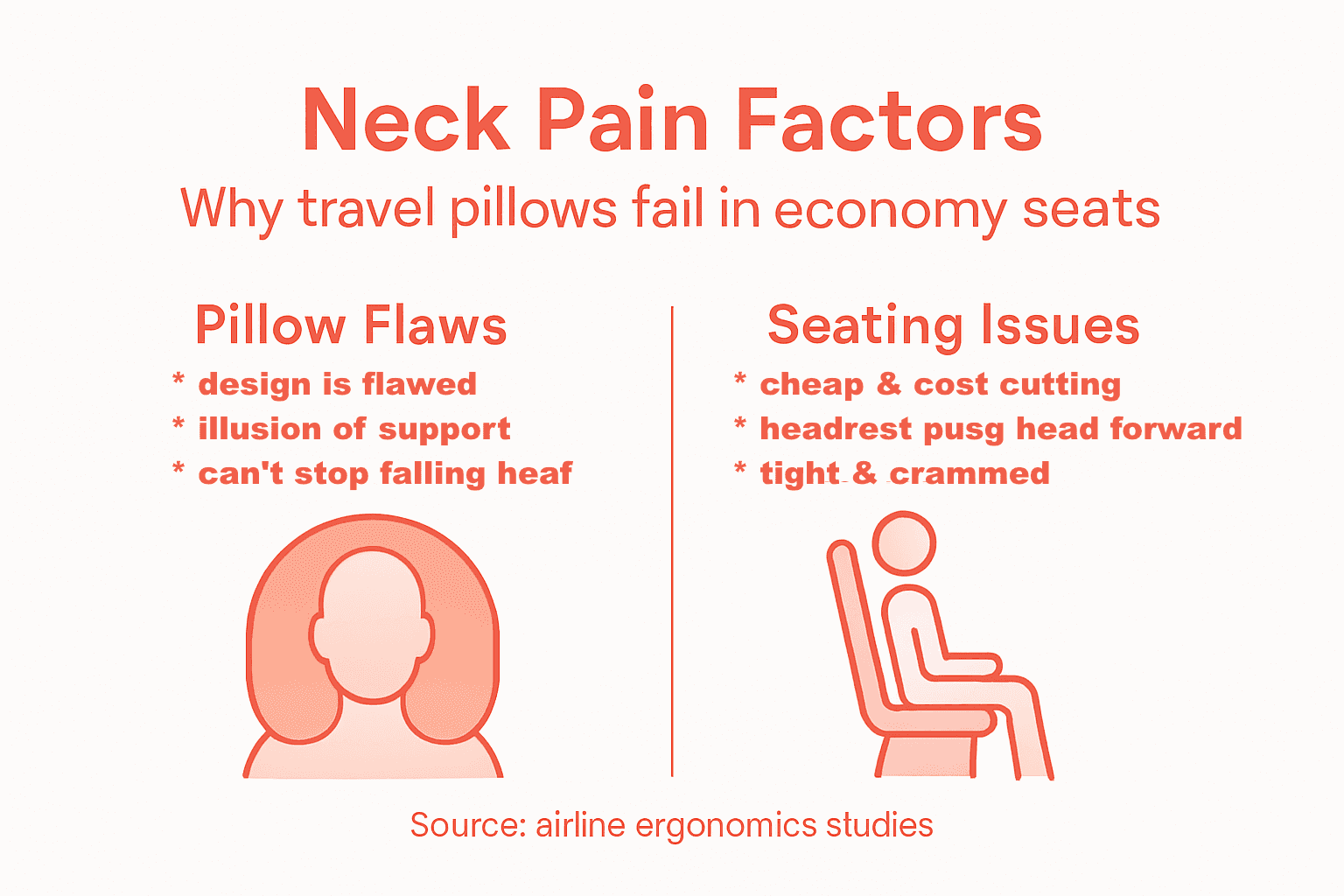 Infographic showing travel pillow neck pain factors
