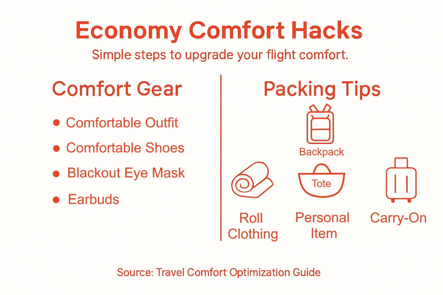 Infographic about economy flight comfort steps