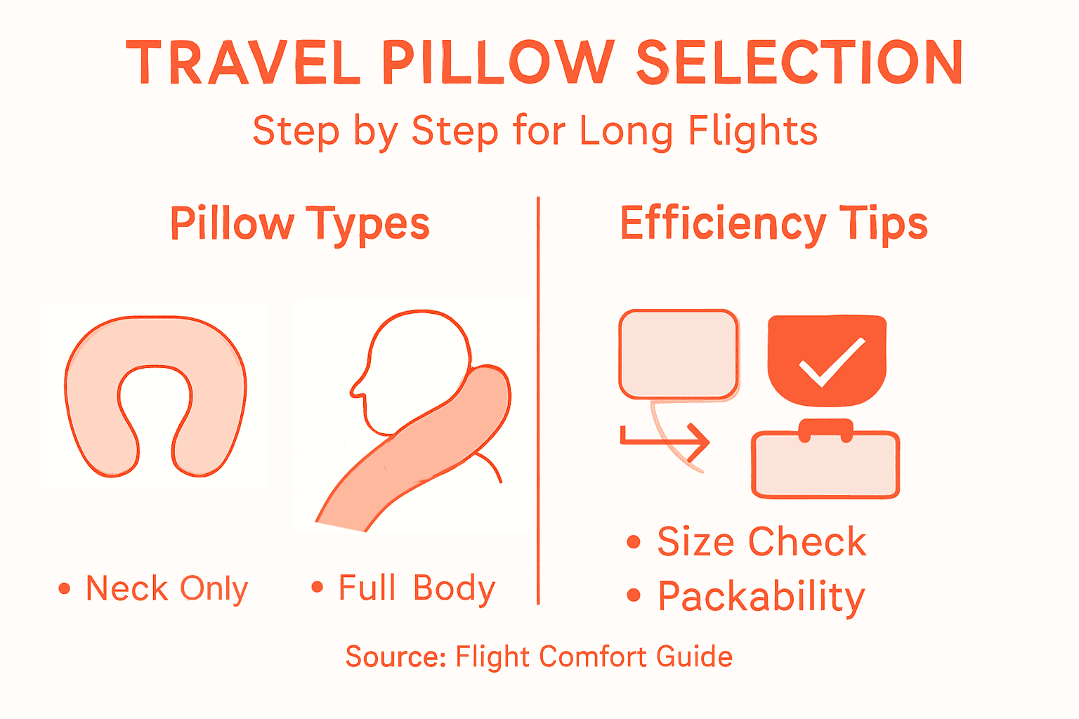 Infographic on selecting travel pillow steps