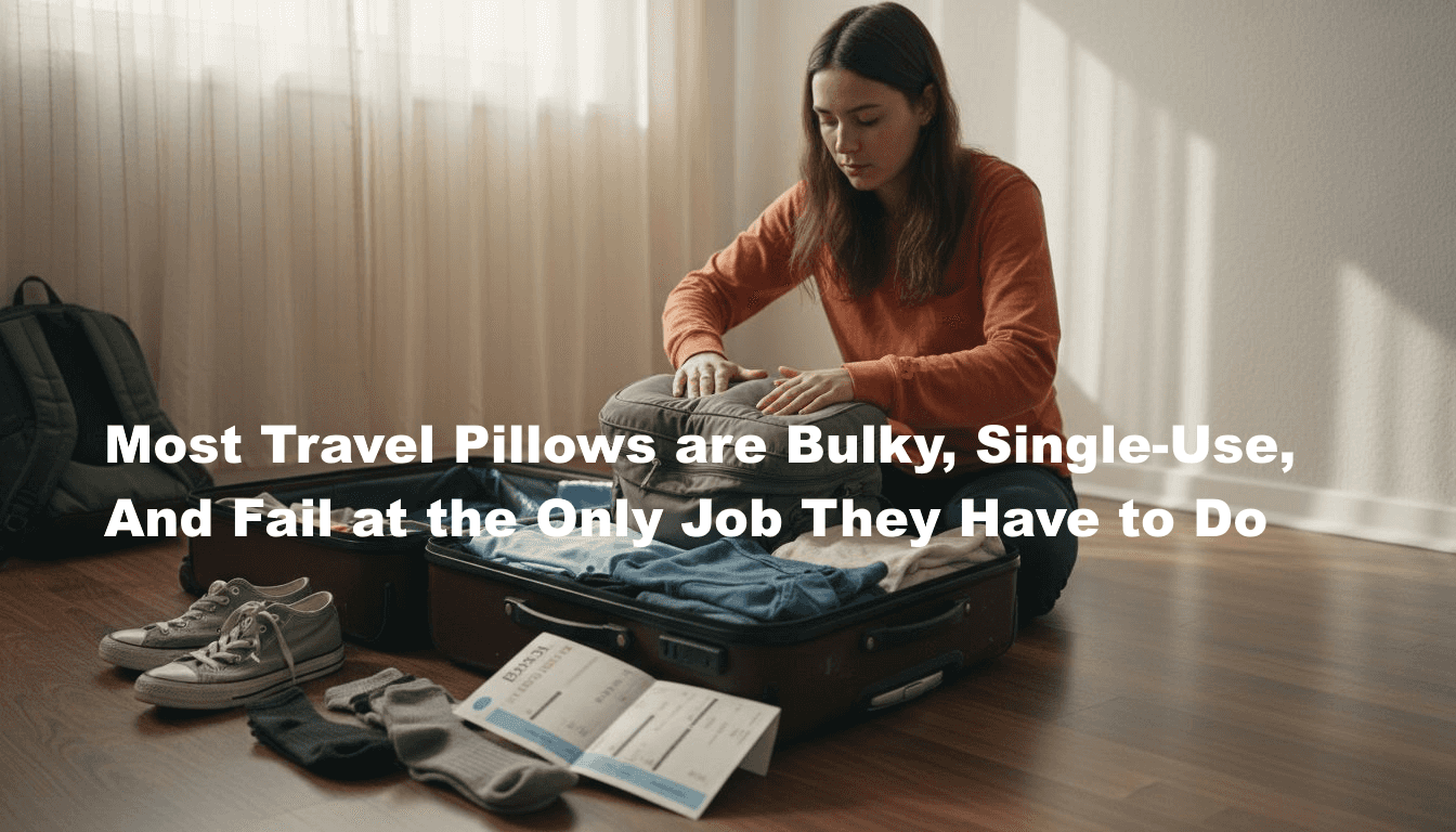 Packing travel pillow into compact luggage