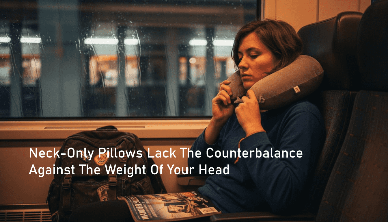 Woman’s head tilts past U-shaped pillow support