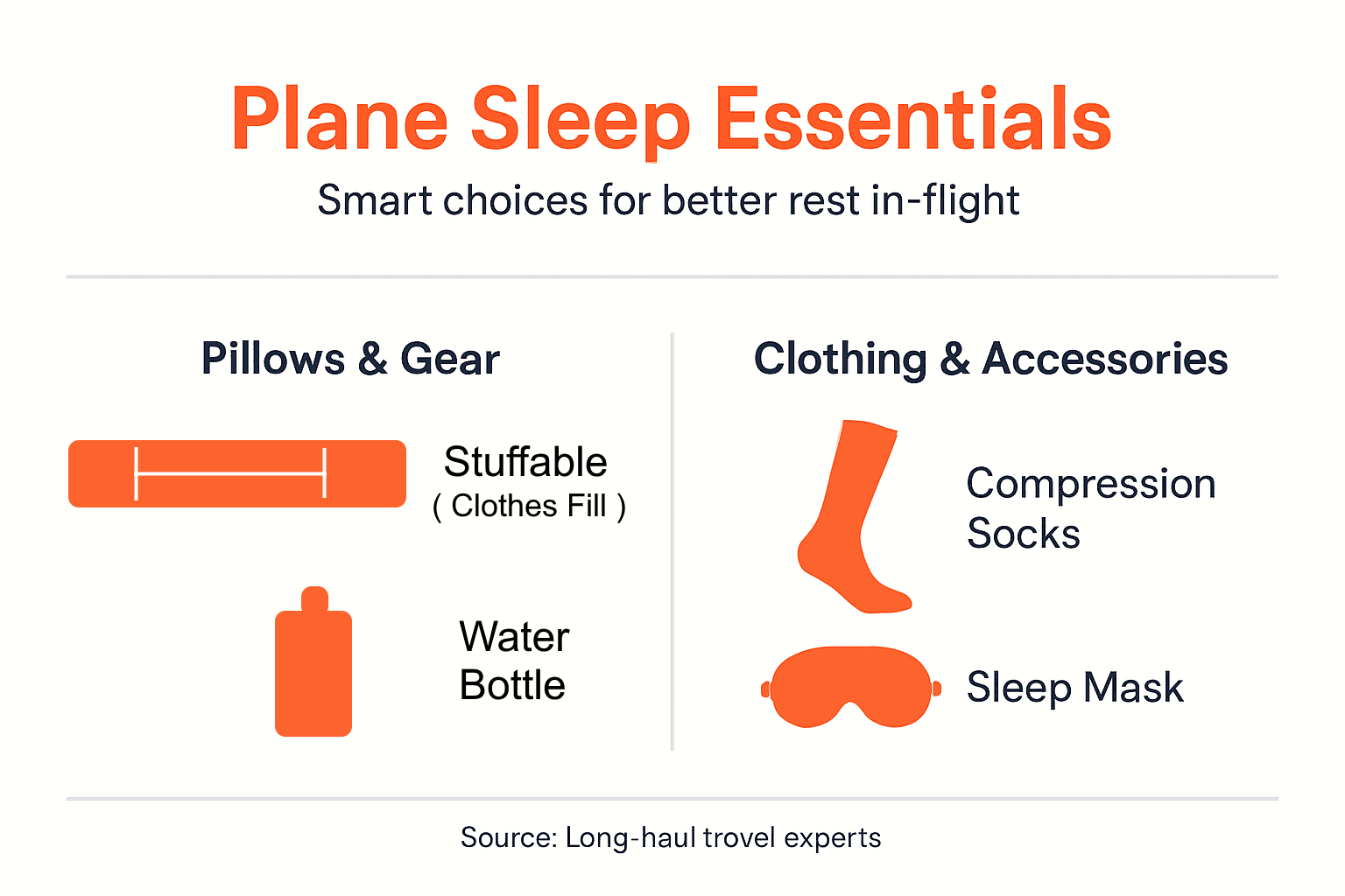 Infographic lists key plane sleep essentials