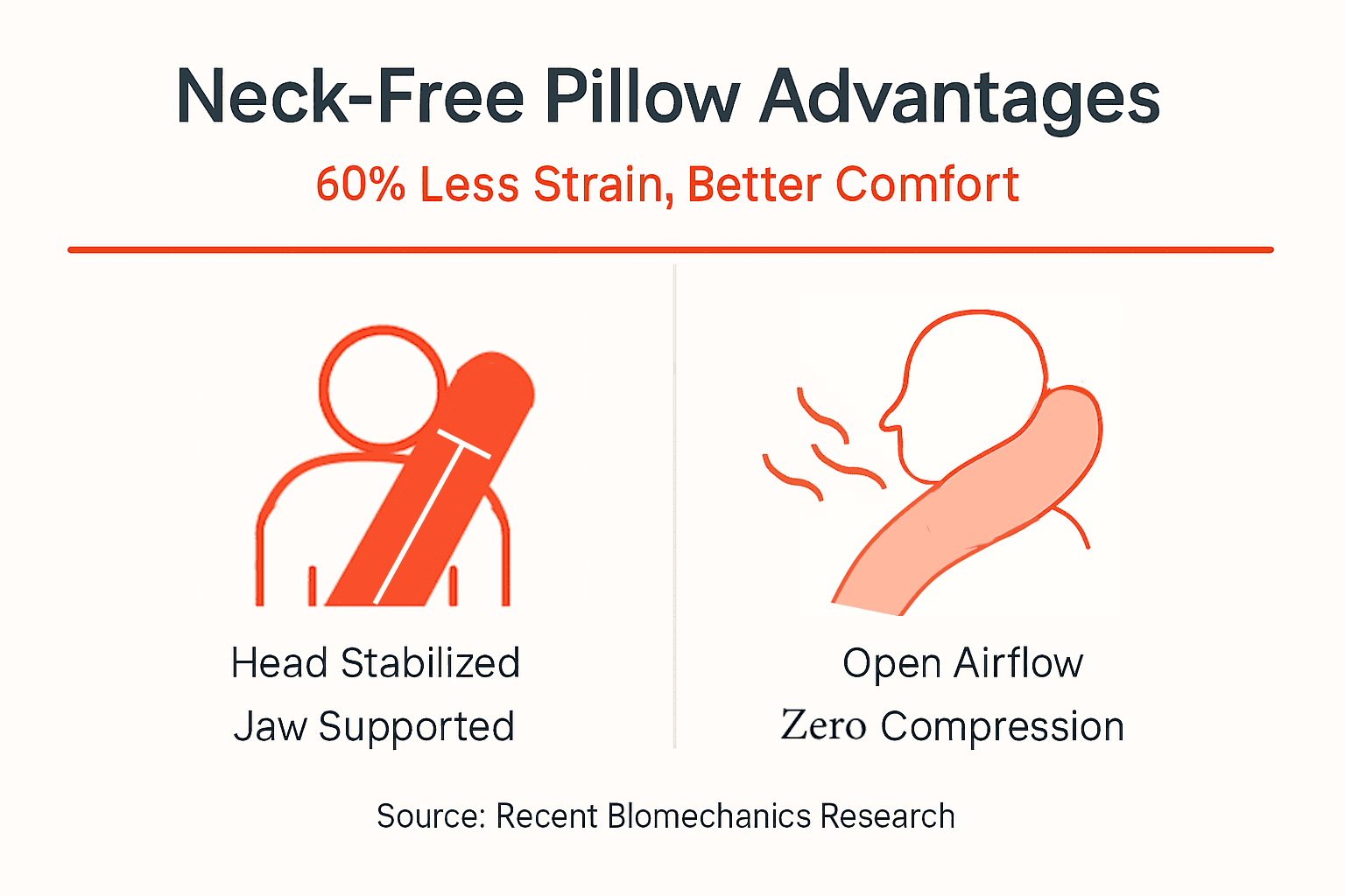 Infographic summarizing neck-free pillow benefits