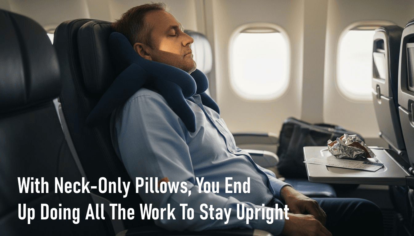 Traveler sleeping upright with multi-point pillow