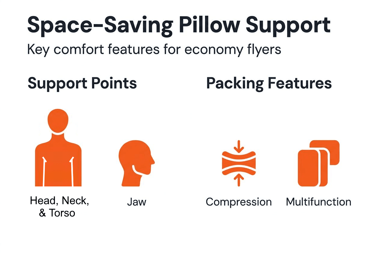 Infographic on space-saving pillow features