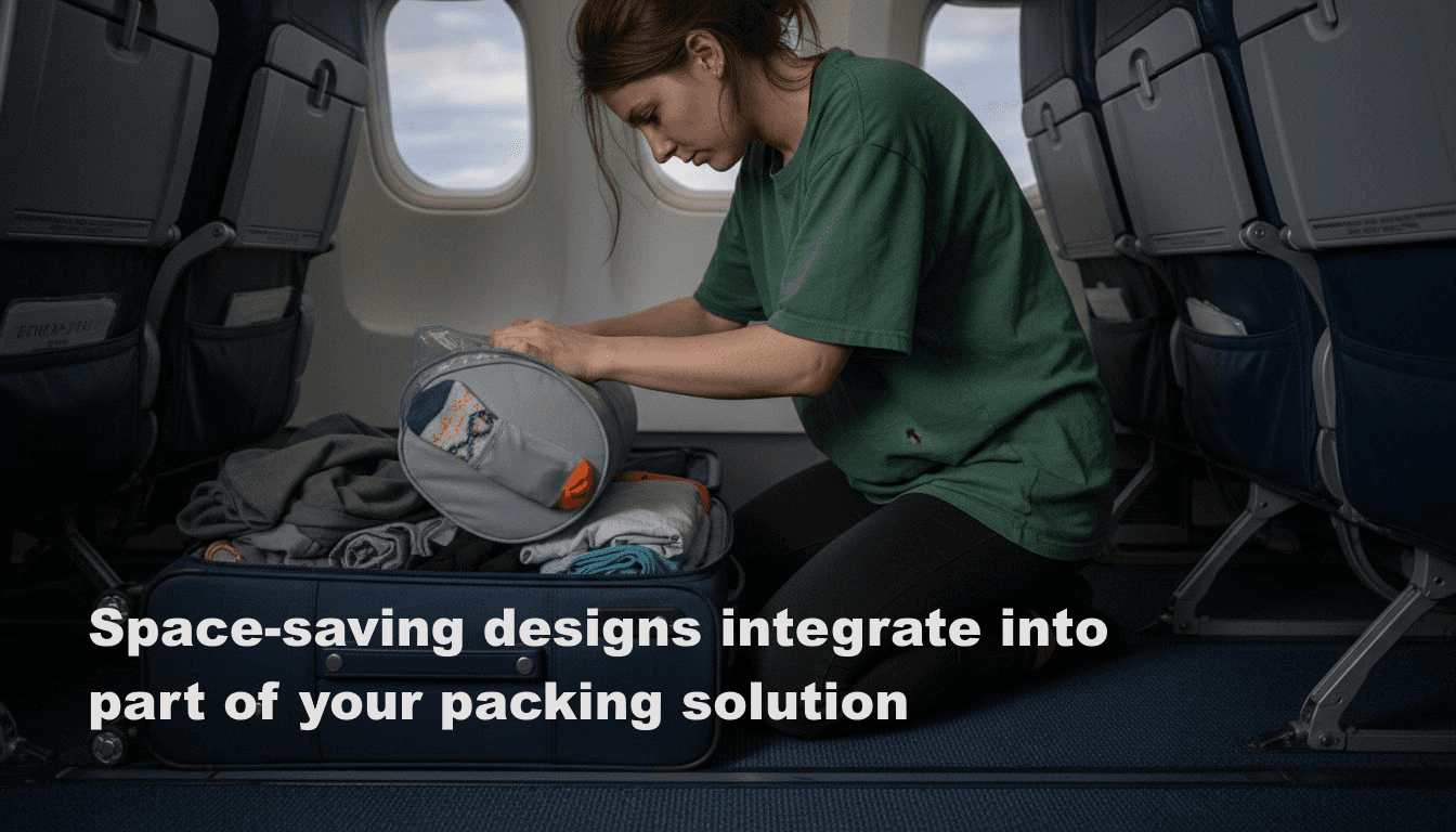 Packing a compact pillow in suitcase