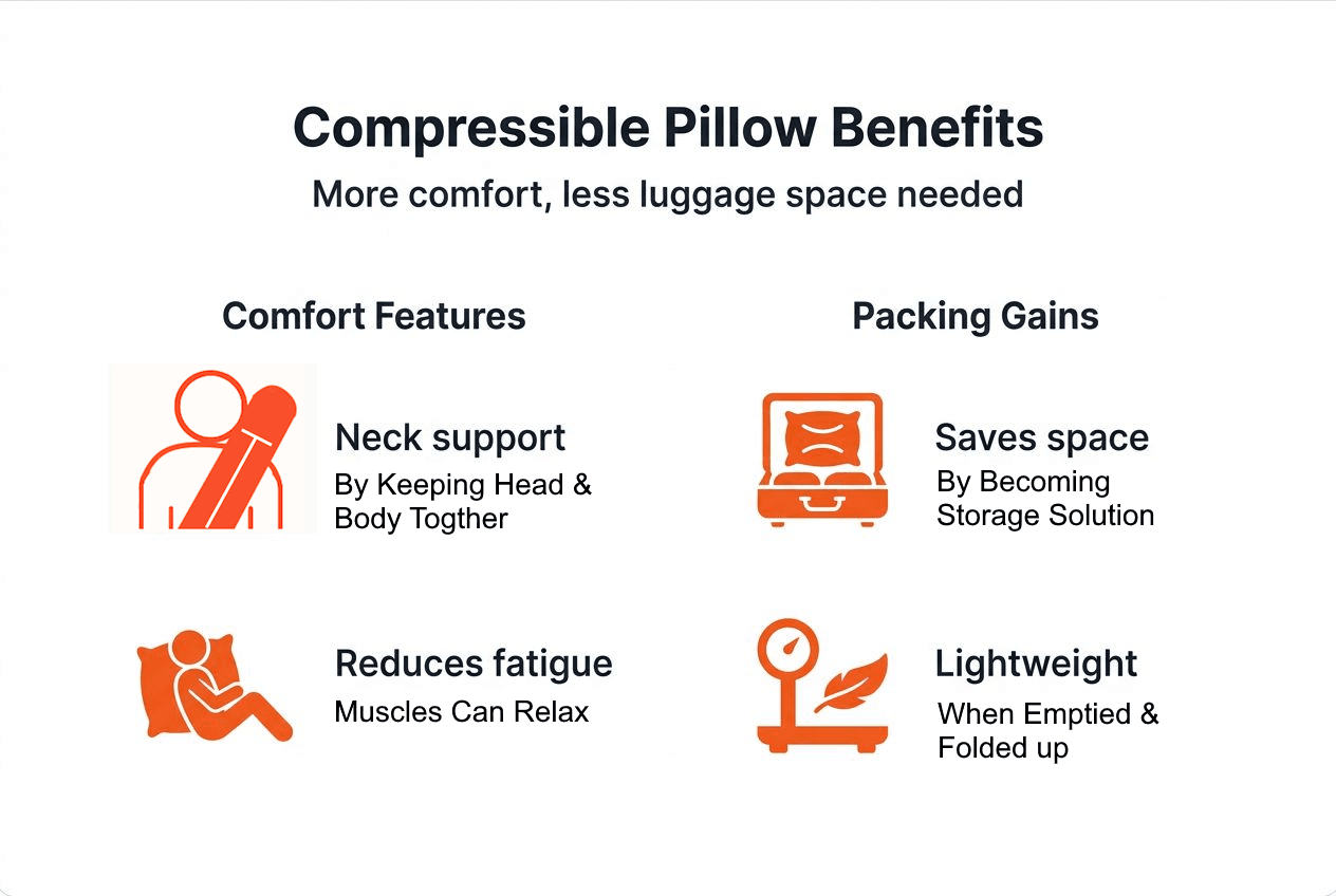 Infographic outlining comfort and packing benefits