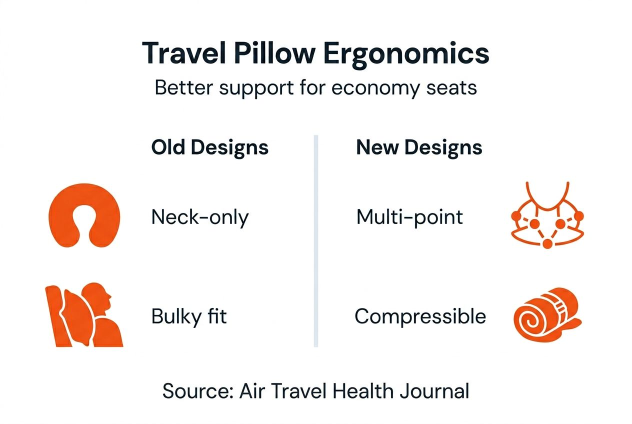 Infographic comparing old and new travel pillow ergonomics