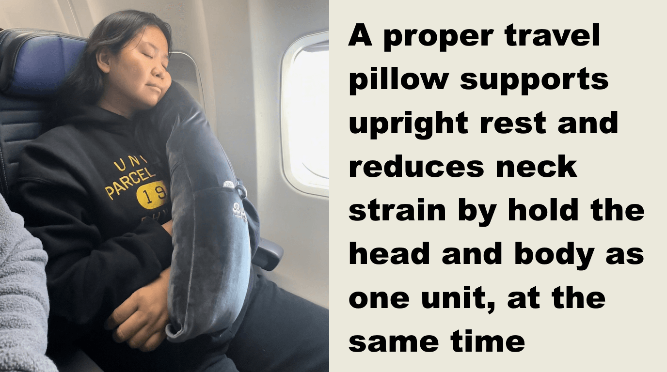 Ergonomic travel pillow supports neck and head
