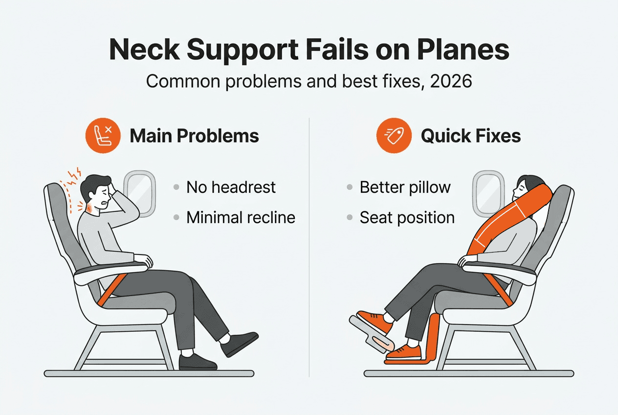 Infographic summarizing neck support failures and fixes