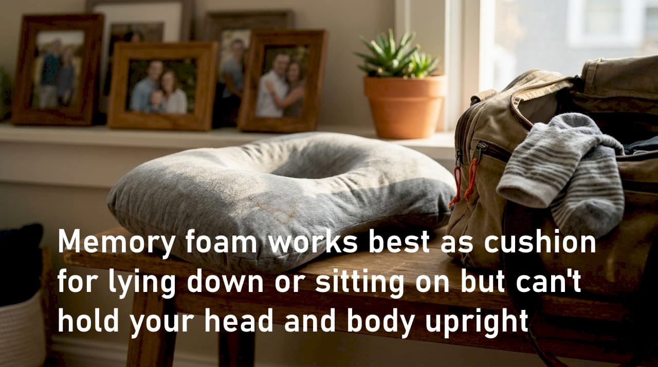 Memory foam travel pillow in home setting