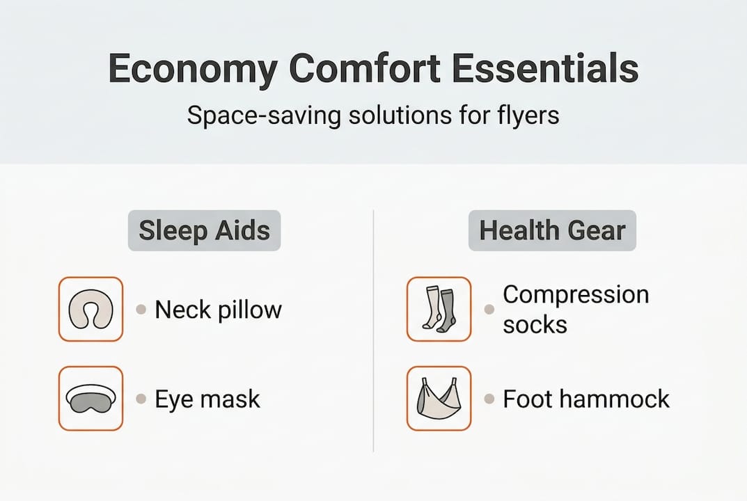 Infographic showing economy travel comfort gear