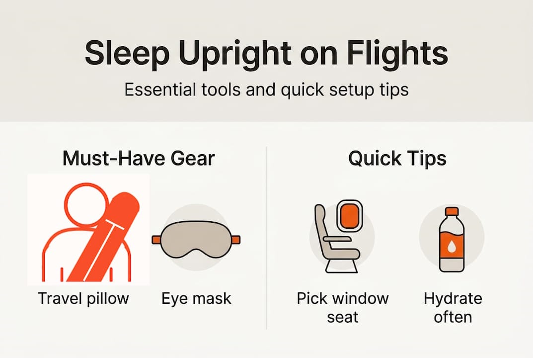 Upright sleep essentials and setup infographic