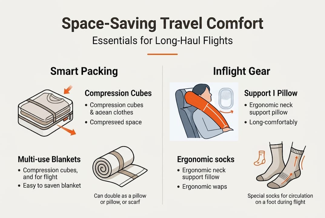 Infographic of travel space-saving comfort essentials