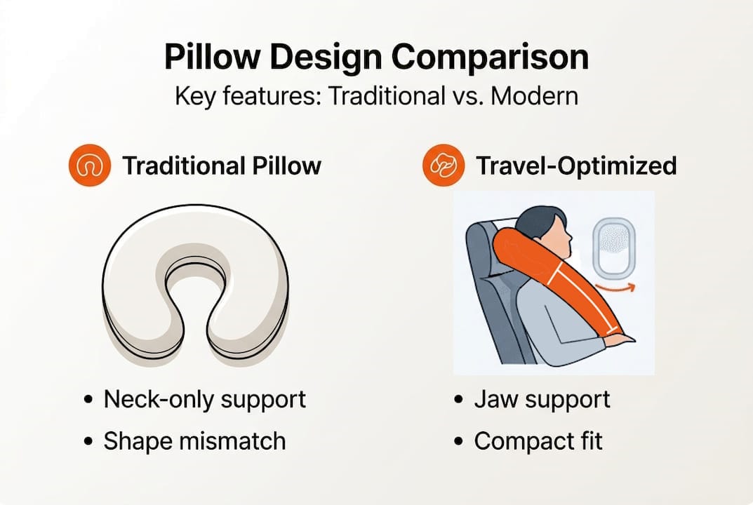 Infographic comparing neck pillow versus travel pillow design