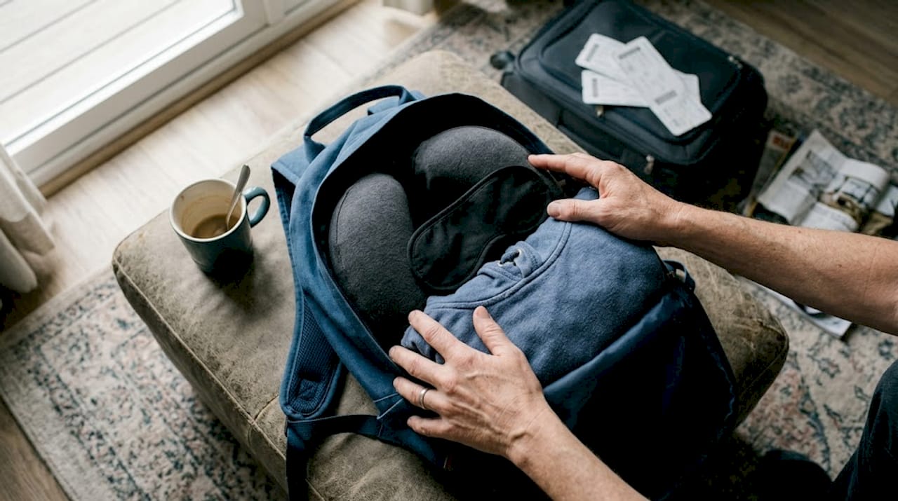 Packing compact travel sleep kit and gear