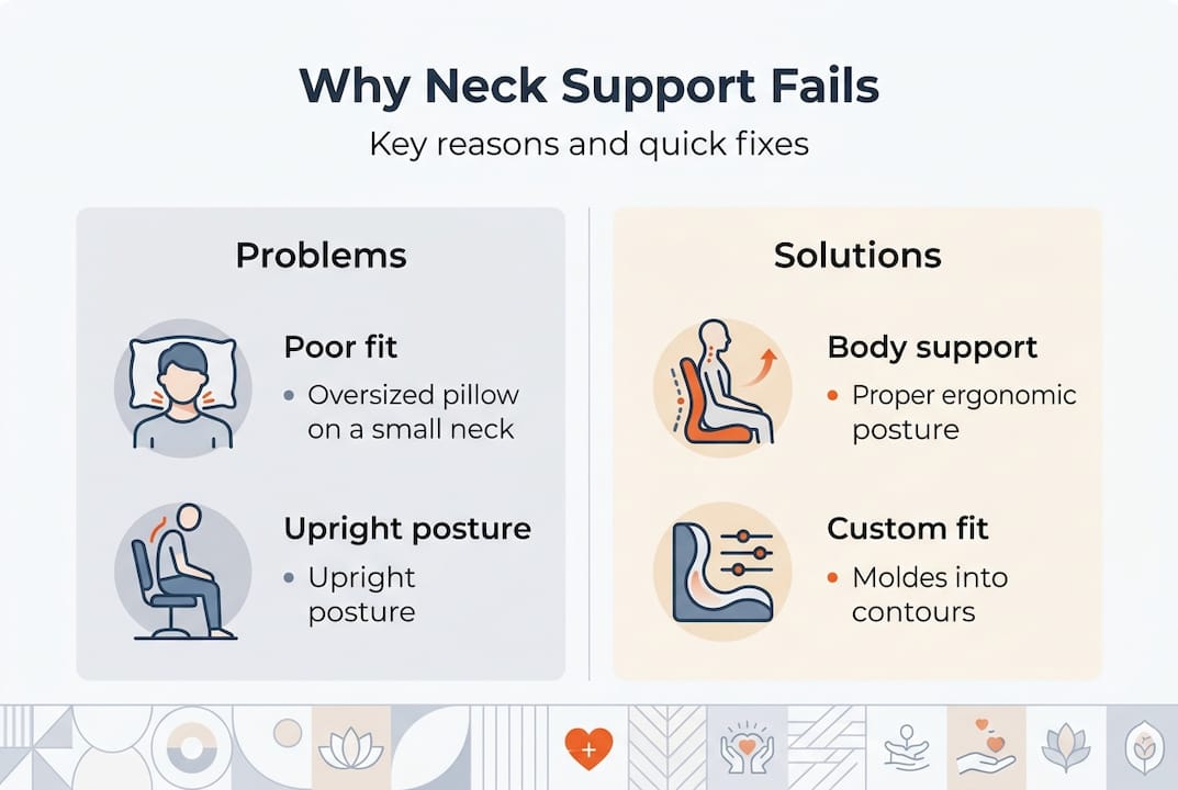 Infographic on why neck support fails and fixes