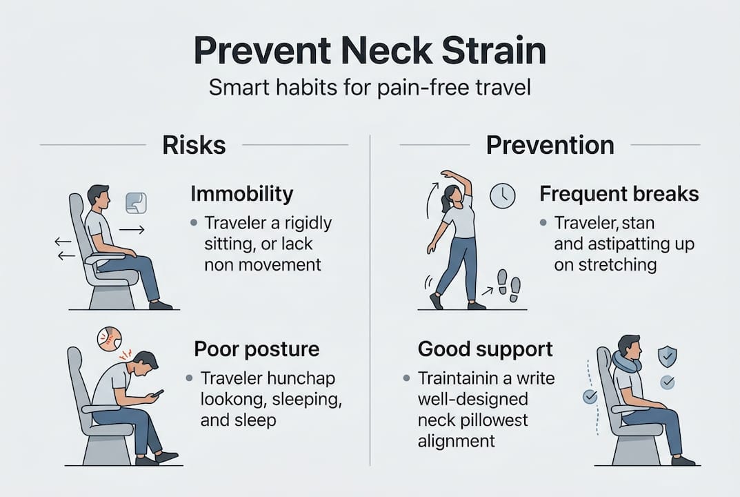 Infographic about neck strain risks and prevention