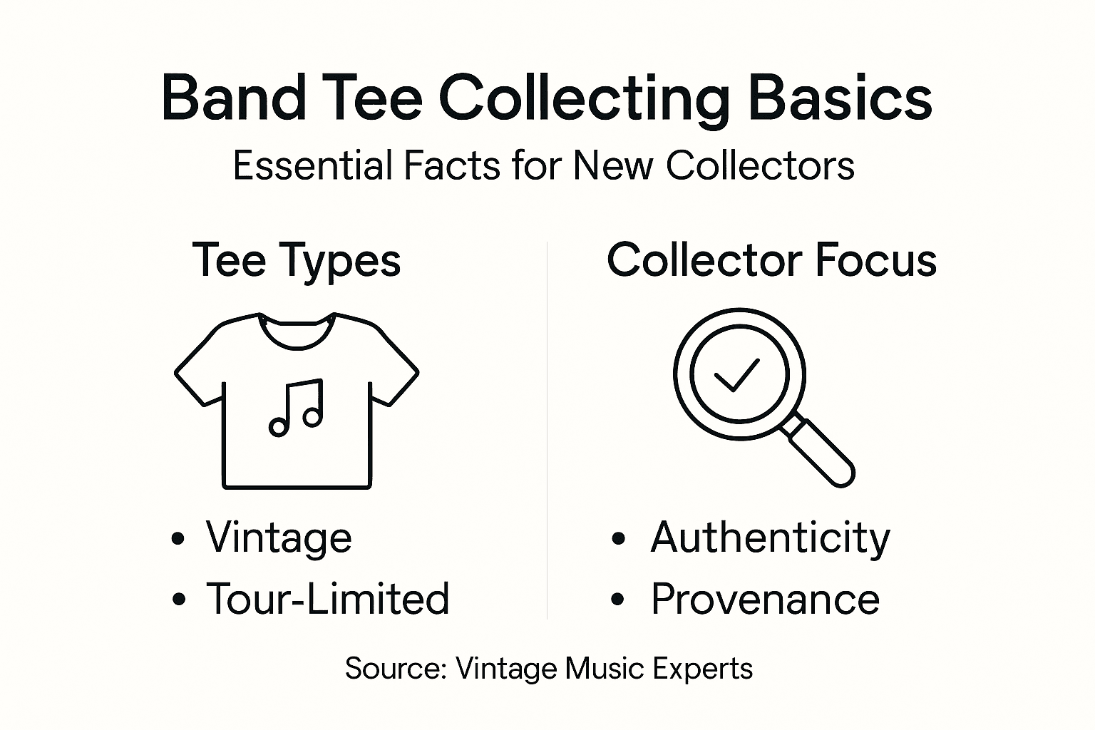 Infographic with band tee types and collector tips