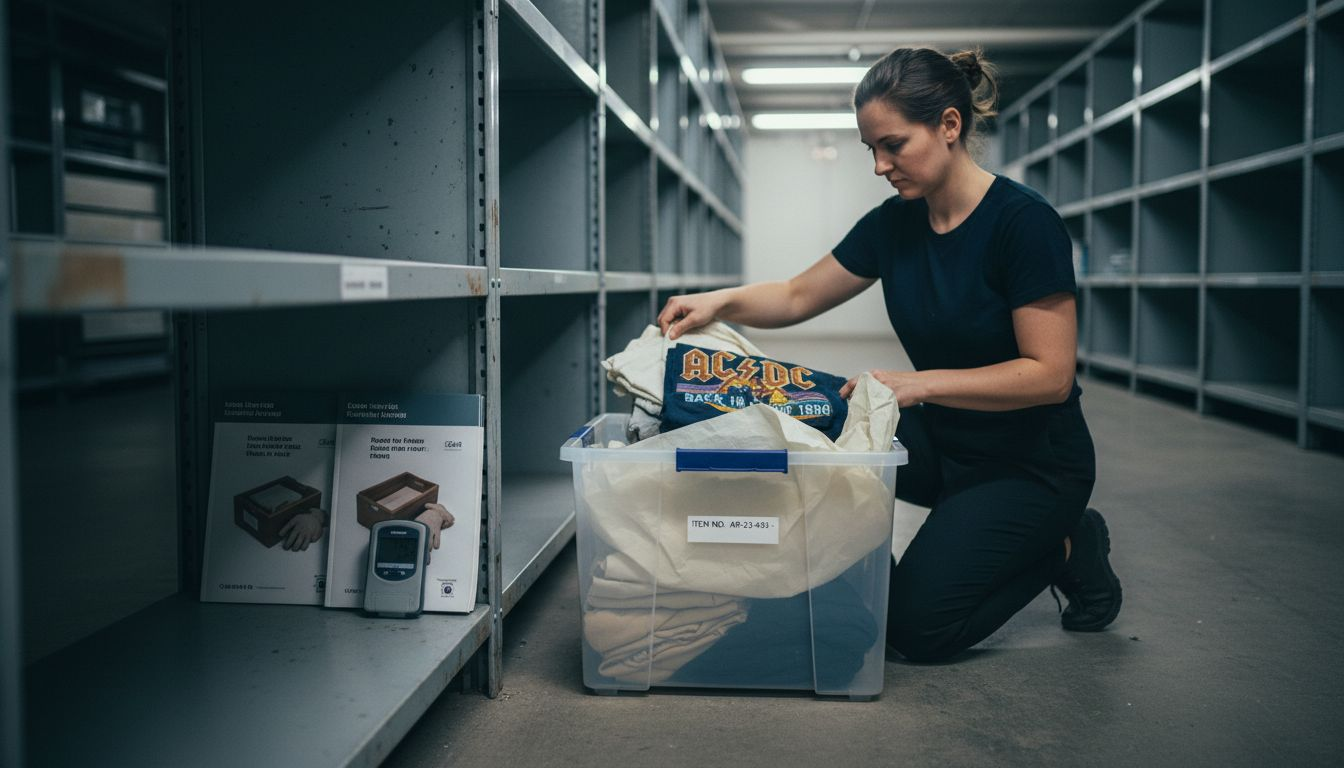 Arranging t-shirts with archival storage materials