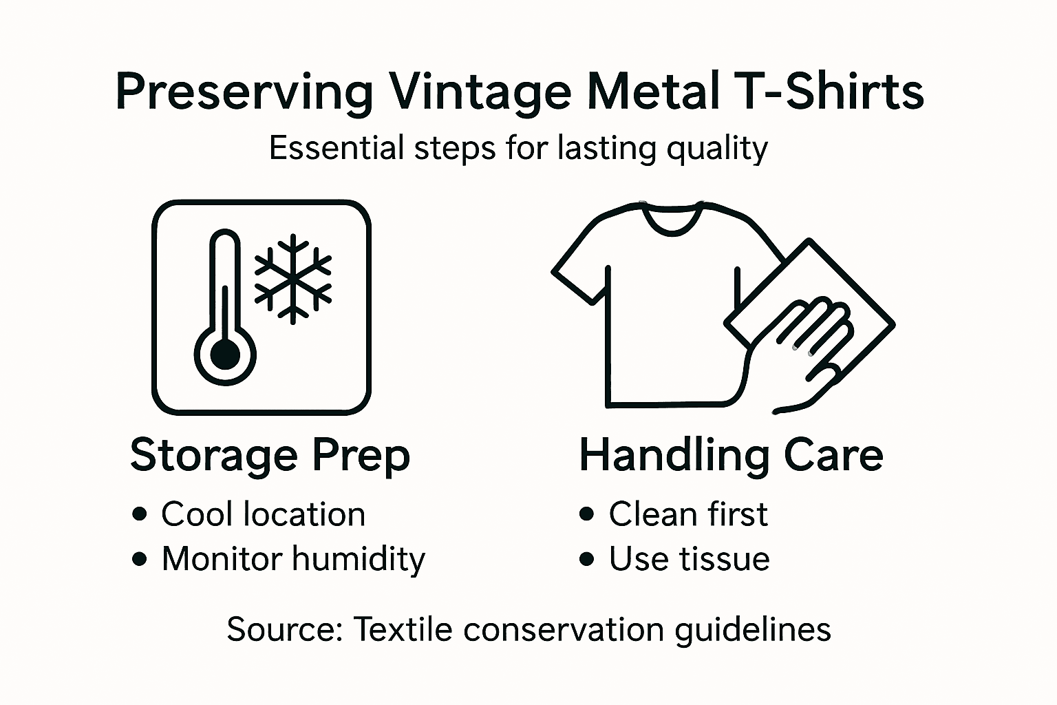 Infographic with vintage t-shirt preservation steps