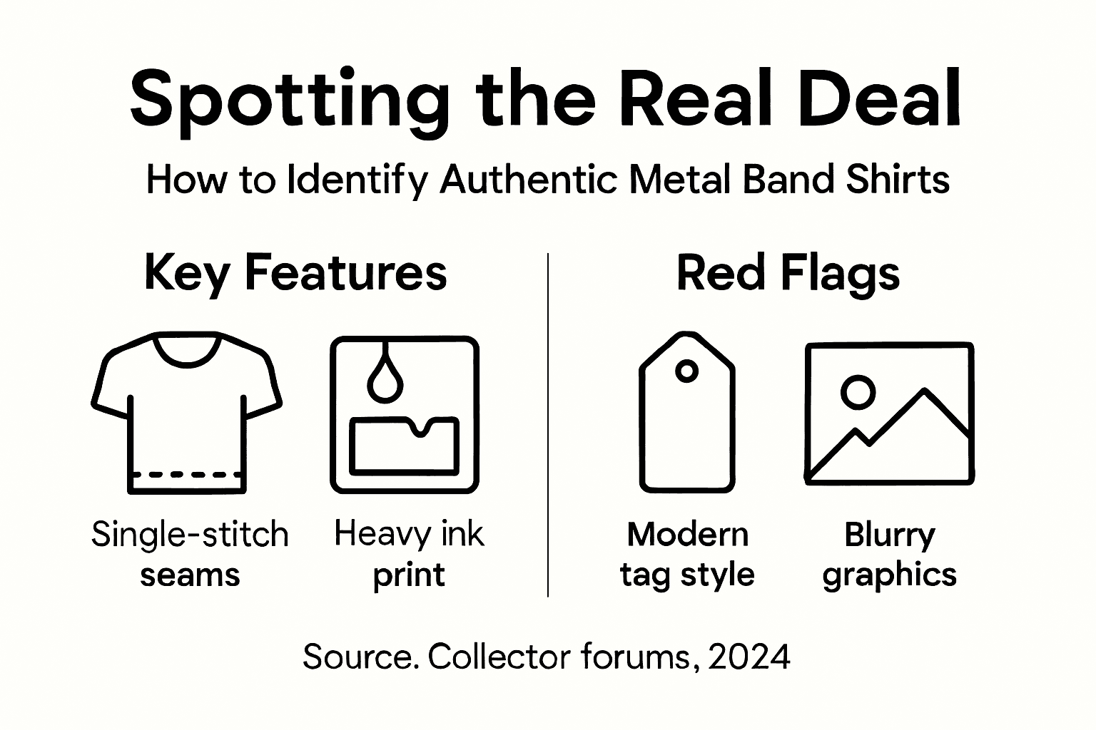 Infographic: authentic vs fake metal band shirts