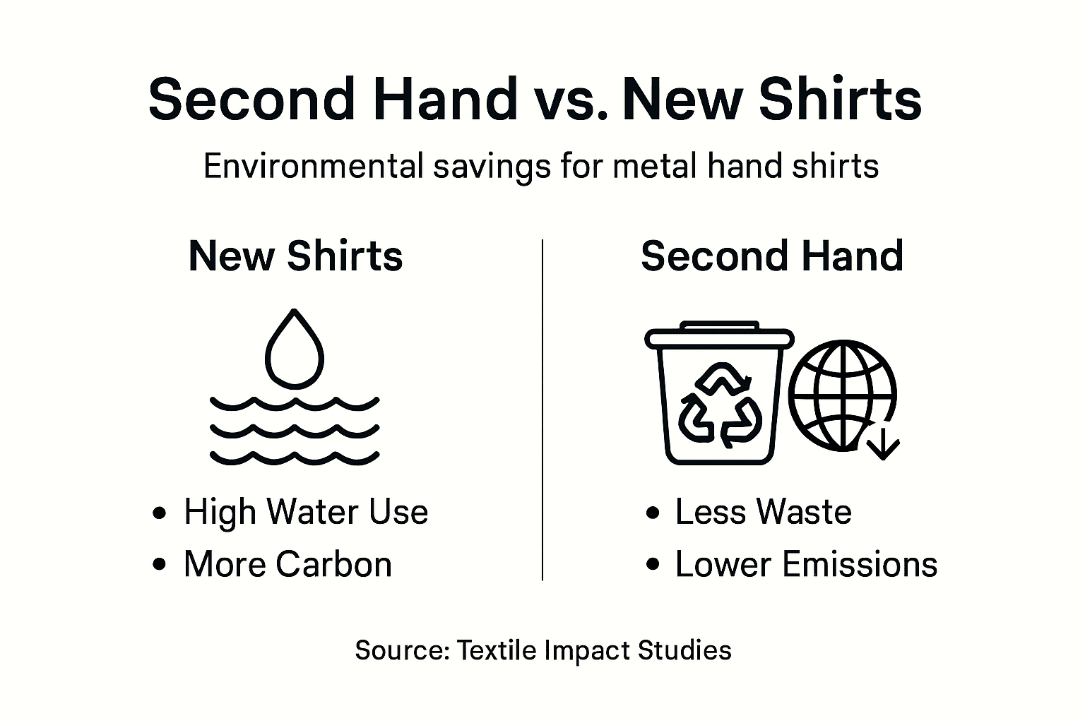 Infographic compares new and second hand shirts impact