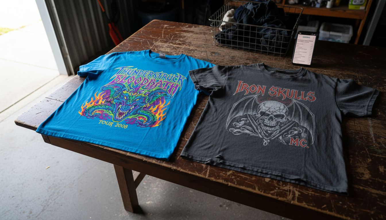 Mint and worn vintage metal shirts comparison