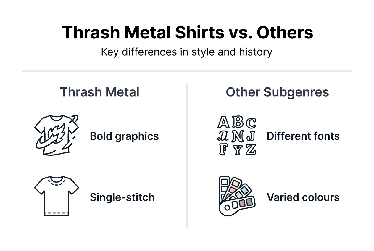 Infographic comparing thrash with other metal shirts