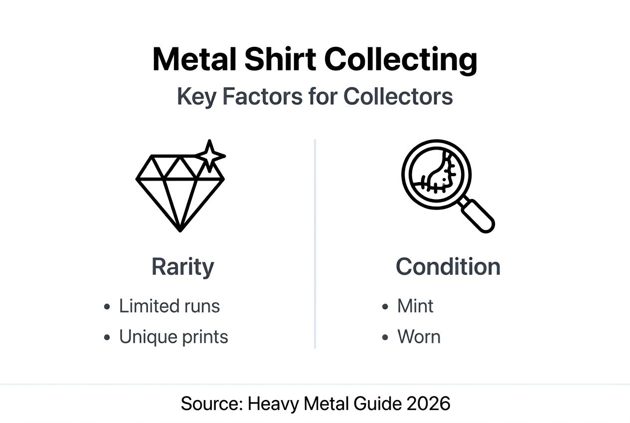 Infographic with collecting factors in heavy metal shirts