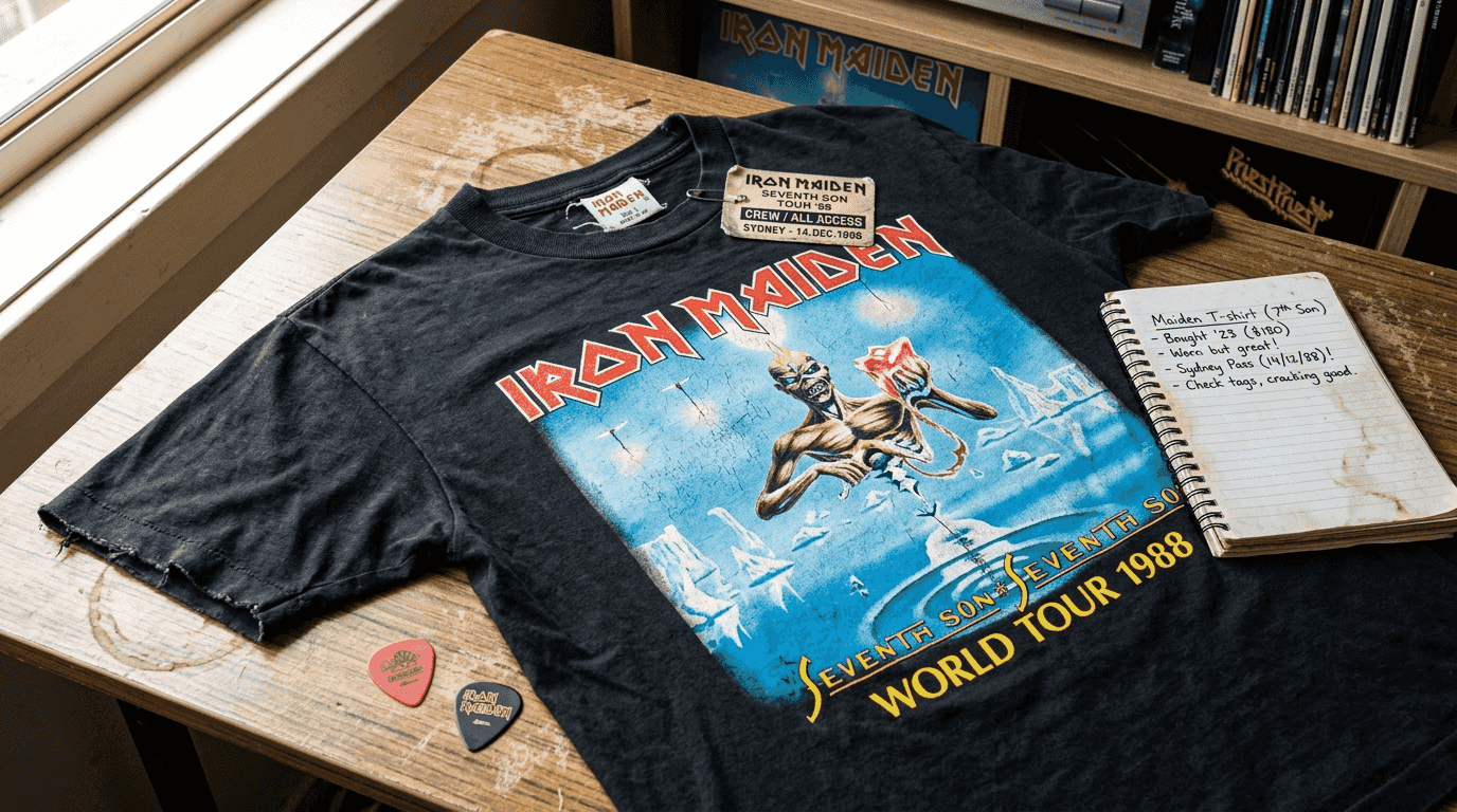 Iron Maiden vintage tour shirt close-up