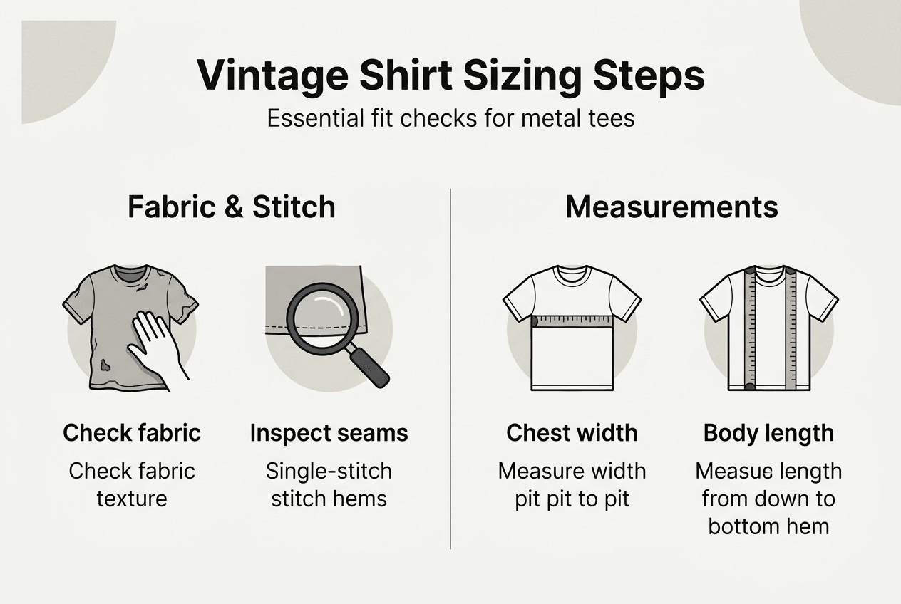 Infographic of vintage band shirt sizing process