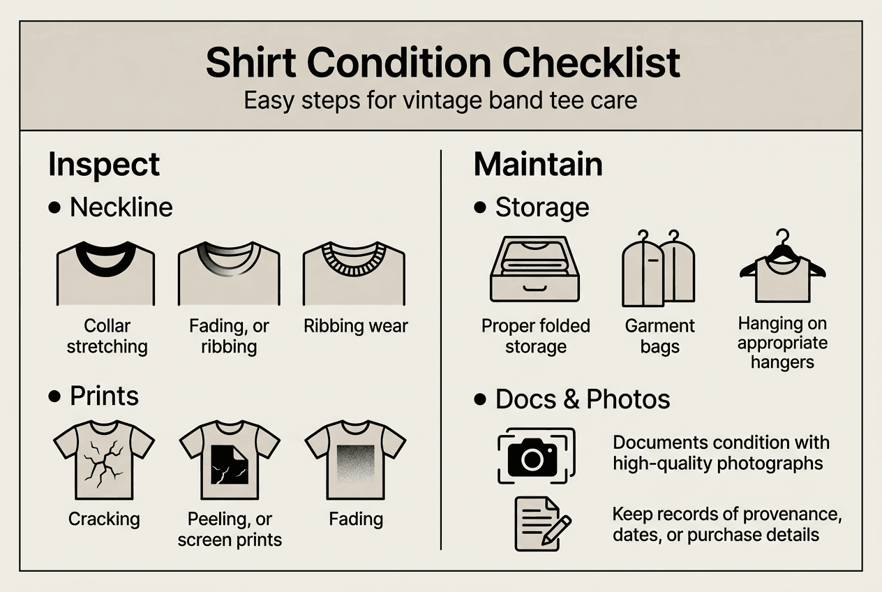 Infographic showing steps to inspect and maintain shirts