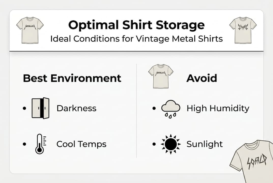 Infographic showing best vintage shirt storage conditions