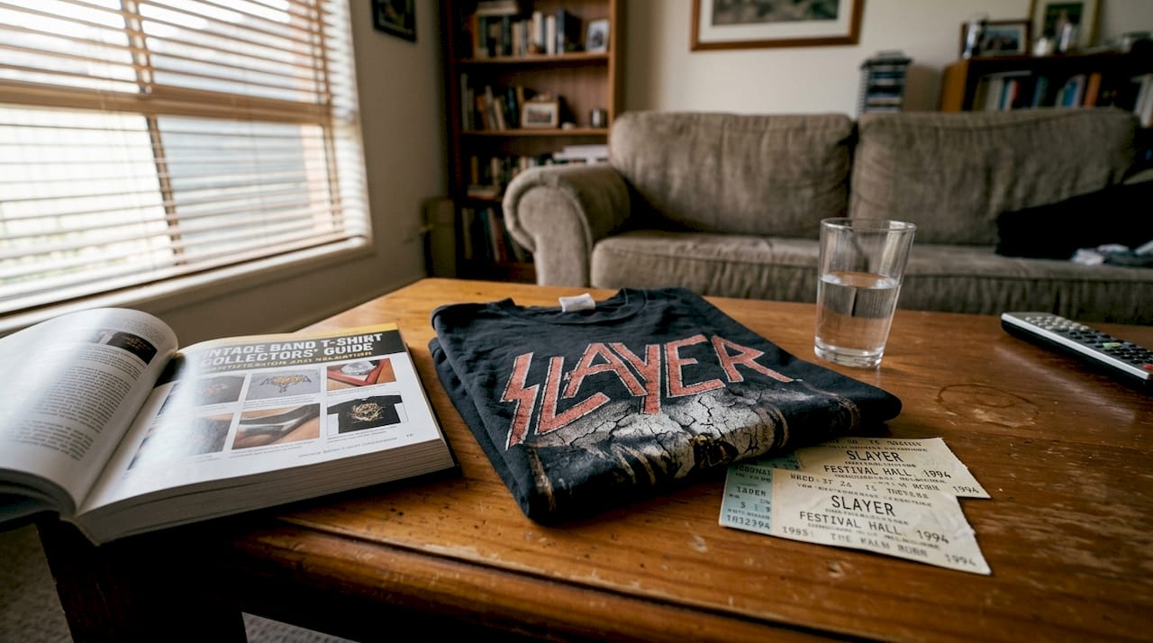 Slayer vintage 90s tour shirt on table